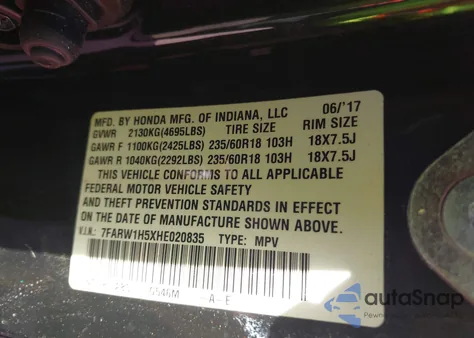 2017 Honda Cr-V Ex z USA, uszkodzony, nr VIN 7FARW1H5XHE020835